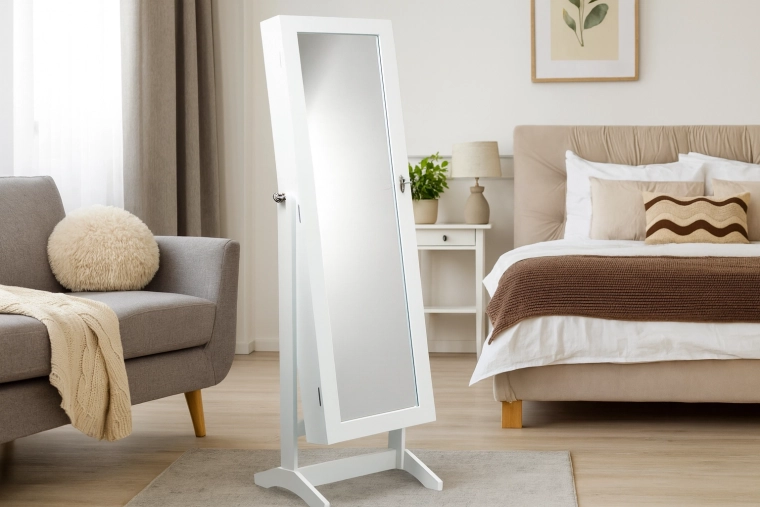 Bijela kutija za nakit sa zrcalom Grand 41,5 × 36,5 × 147 cm