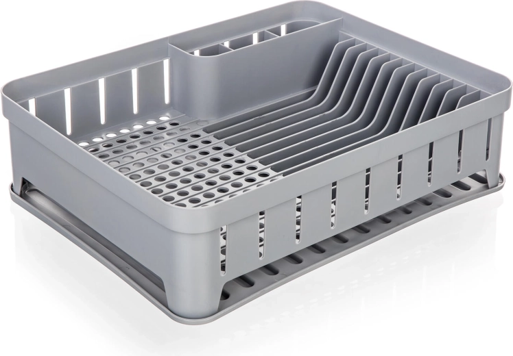 Ocjeđivač posuđa s pladnjem, sivi, 40 × 31 cm