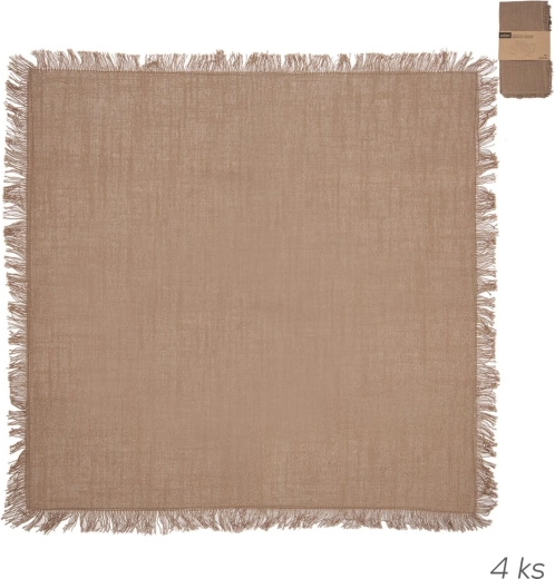 Pamučne salvete u prirodnoj smeđoj nijansi s resama 45 × 45 cm, 4 kom