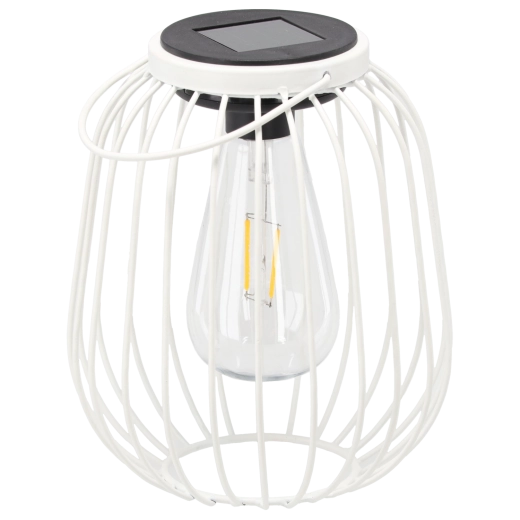 Bijeli solarni metalni lampion 19 cm