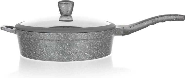 Duboka tava 28 cm s neprianjajućom površinom Granite Grey sa staklenim poklopcem