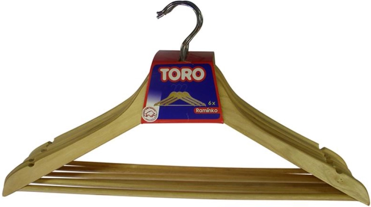 Drvene vješalice za odjeću TORO, set 6 kom