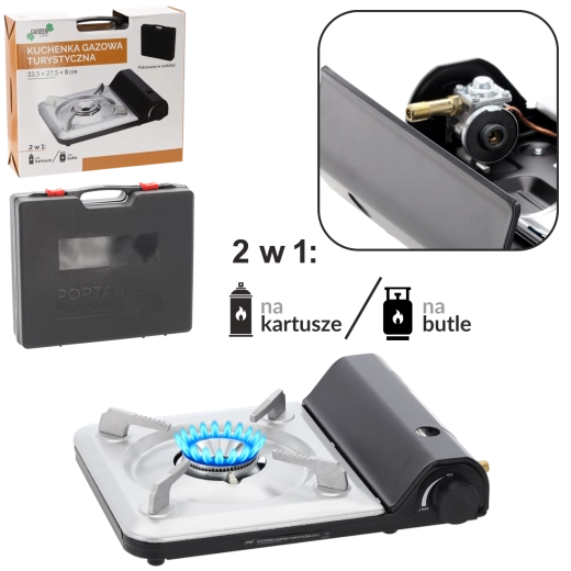 Turistički plinski štednjak 2u1 za kartuše i boce 3,5 kW