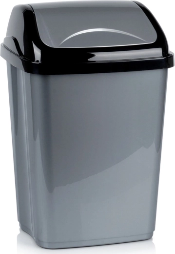 Plastična kanta za otpad s preklopnim poklopcem 26 l, siva