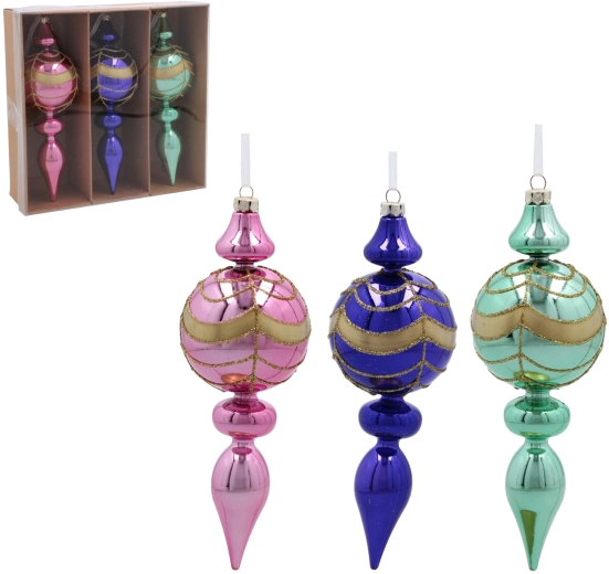 Set plastičnih božićnih vrhova 17 cm – mix boja, 3 kom