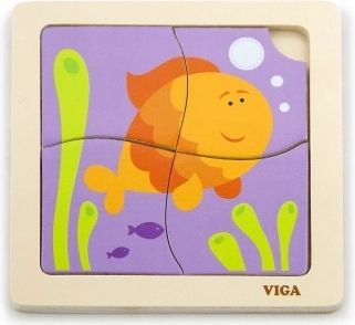 VIGA Drvene puzzle Ribičica 4 dijela