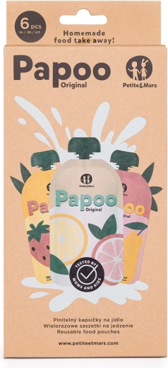 Višekratne vrećice za hranu PETITE&MARS Papoo Original, 6 kom