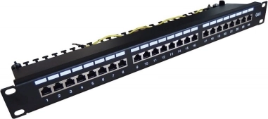 Patch panel 19'' 24x RJ45 kat.6, crni