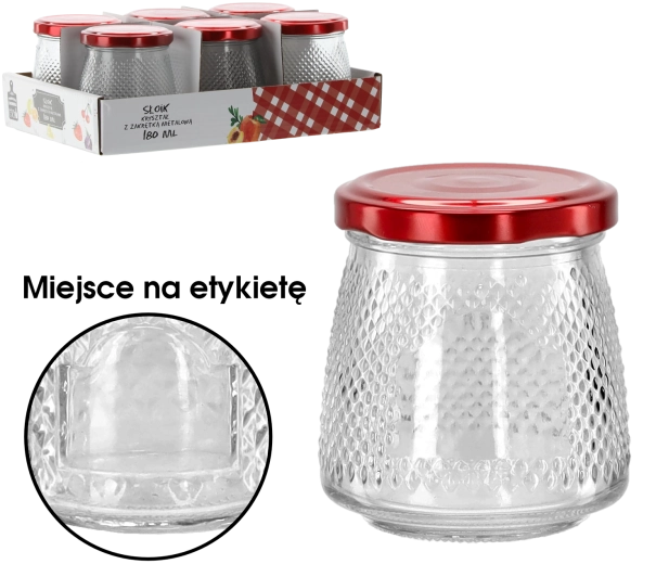 Staklenka 180 ml s crvenim metalnim poklopcem