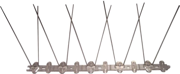 Zaštitne šiljke protiv golubova, 25 × 11 cm, plastika i nehrđajući čelik, 10 šiljaka