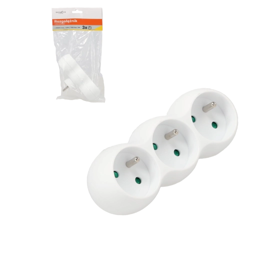 Produžni razdjelnik s 3 utičnice, bijeli