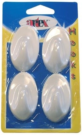 Samoljepljene ovalne kuke velike, bijele (4 kom)