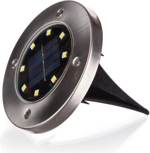 Solarna ugradbena podna LED svjetiljka 12 cm, nehrđajući čelik/plastika