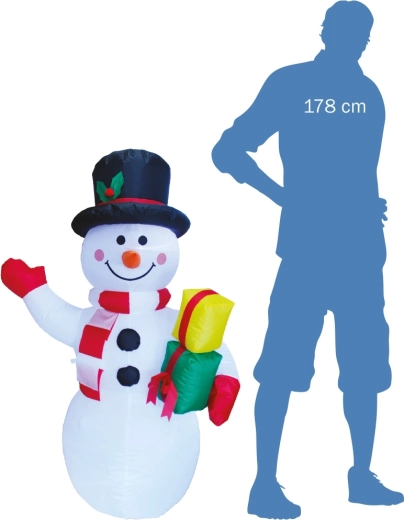 Naduvani svjetleći snjegović s poklonima 124 cm