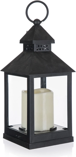 Solarna LED lanterna crna 10 × 10 × 23 cm