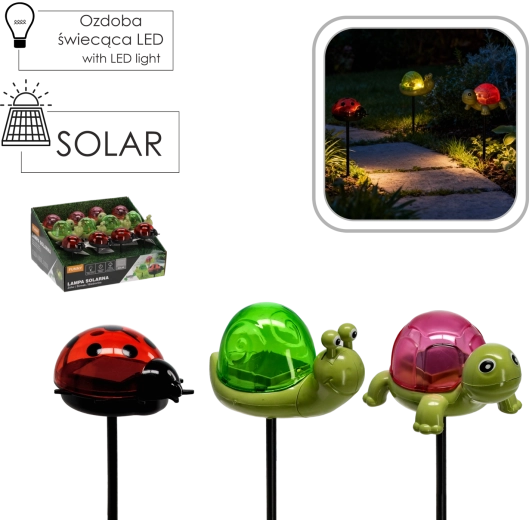 Solarni vrtni LED ulog u obliku kornjače, puža i bubamare – toplo bijela