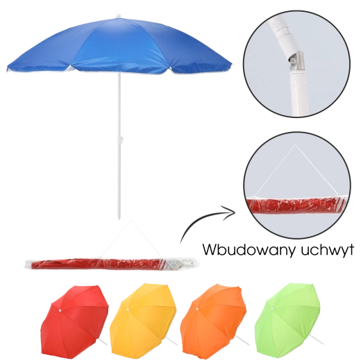 Plažni suncobran 155 cm s nagibnim zglobom, mix boja