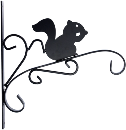 Viseći držač za cvjetnjak 30 × 28 cm crni – vjeverica