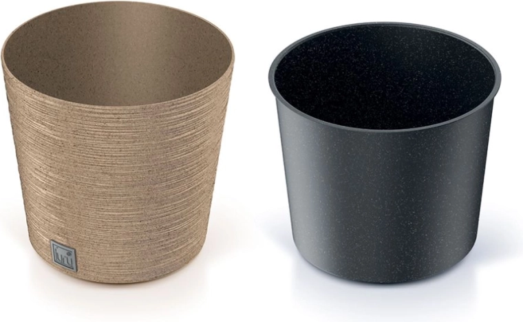 Tegla za cvijeće Furu Round Low Eco Wood s umetkom 25 cm – naturo