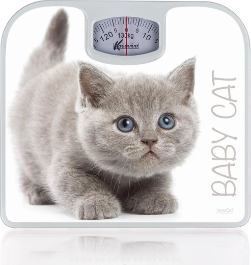 Osobna mehanička vaga s motivom mačića, bijela