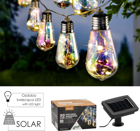 Solarna vrtna girlanda FELISI 20 LED, hladno bijela, 5,8 m