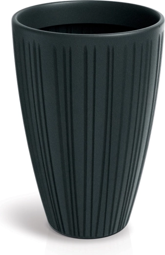 Visoka rebrasta žardinijera Fero Round High 48 cm – tamnosiva