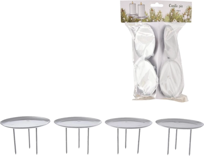 Set metalnih svijećnjaka s ubodom u srebrnoj boji 8 cm, 4 kom