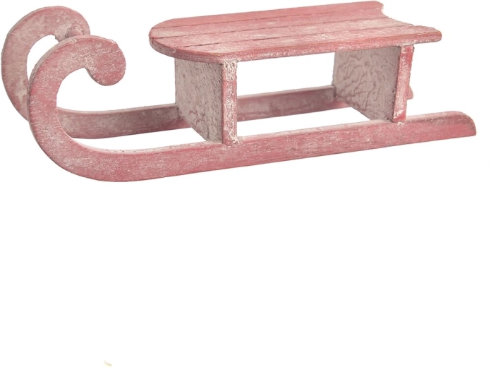 Drvene sanjke crvene – dekoracija 20 cm
