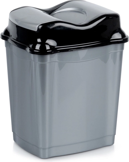Plastična kanta za otpad s preklopnim poklopcem 9 l, siva