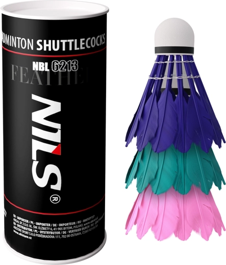 Perjaste badmintonske loptice NILS multicolor, 3 kom