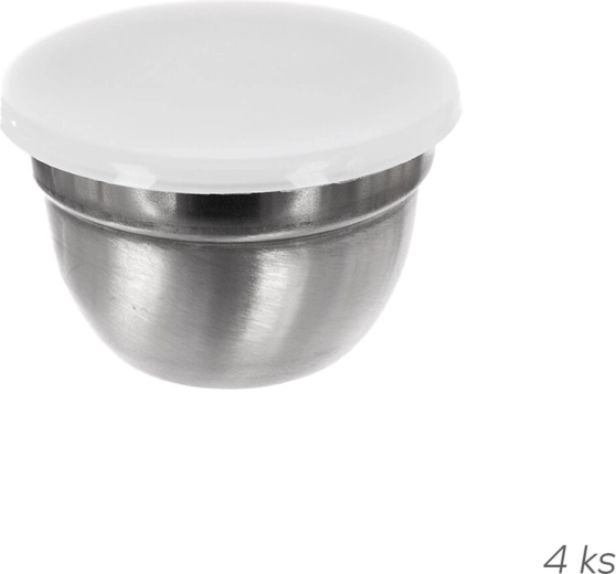 Set nehrđajućih zdjelica za umake s plastičnim poklopcima 8 cm, 4 kom