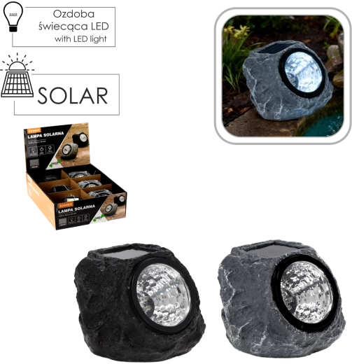 Solarno vrtno svjetlo u imitaciji kamena 12,6 × 14,4 × 10 cm