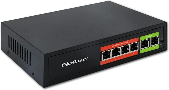 Mrežni switch fast ethernet poe 4x rj45 + 2x rj45 uplink 65 w 10/100 mb/s
