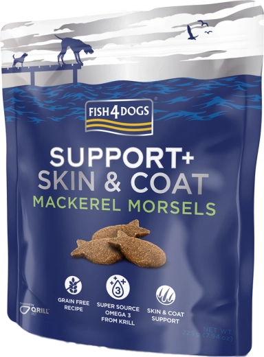 Fish4Dogs poslastice za pse Support+ dlaka i koža skuša 225 g