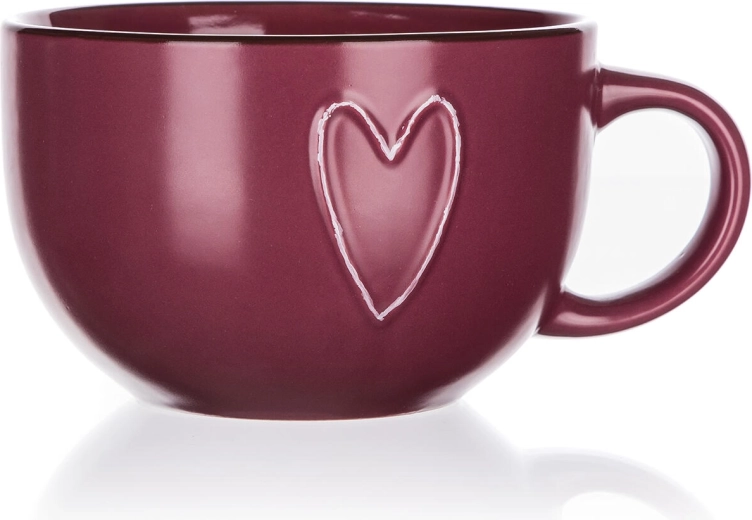 Keramička jumbo šalica Heart 730 ml bordo