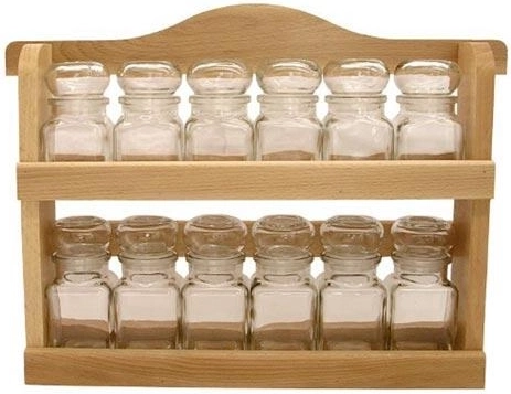 Drvena polica s posudicama za začine 150 ml i 120 ml