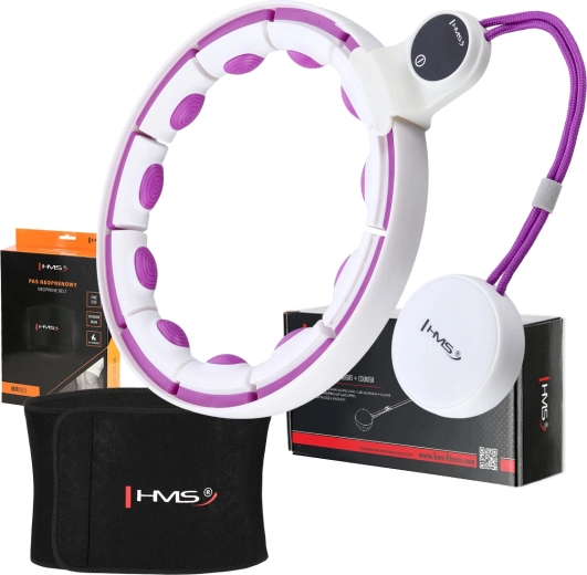 Set masažnog hula hoopa s utezima i steznikom za oblikovanje struka bijela/ljubičasta