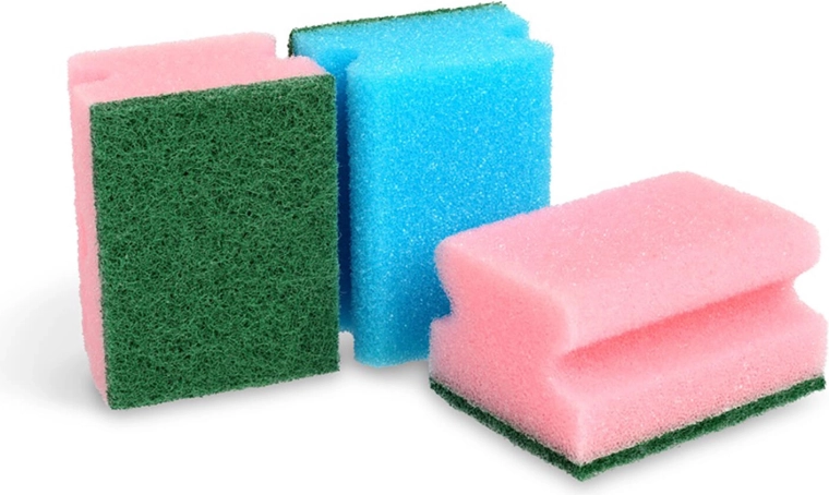 Oblikovana spužvica za posuđe 9,5 × 7 × 4,5 cm, mješavina boja, 3 kom