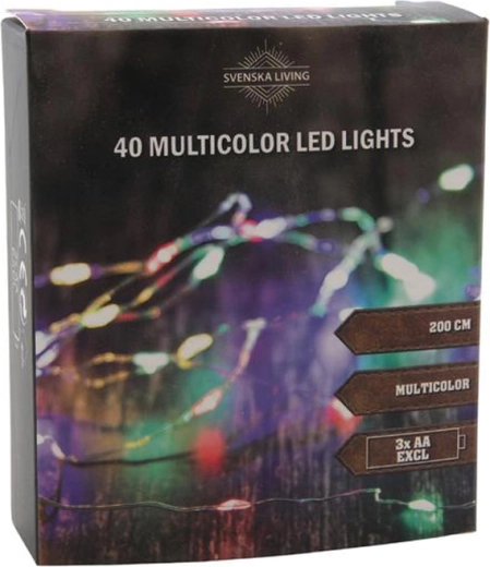 Svjetlosni lanac 40 LED, višebojni, 2 m, na baterije
