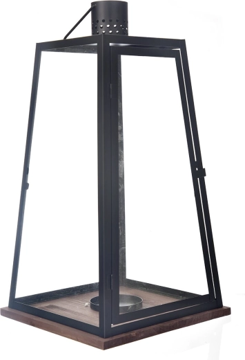Dekorativna lanterna od drva i metala crno-bež 60 cm