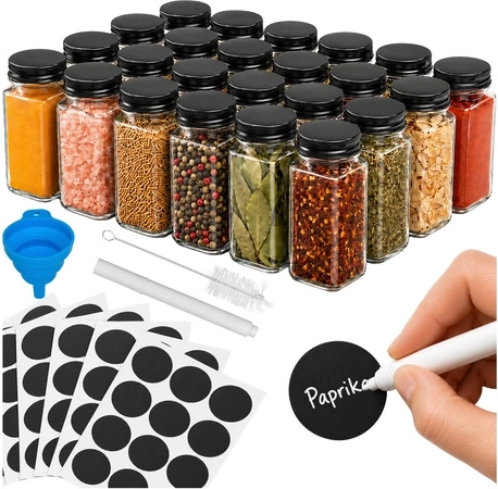 Ruhhy set staklenih posudica za začine 24 kom (120 ml) s naljepnicama