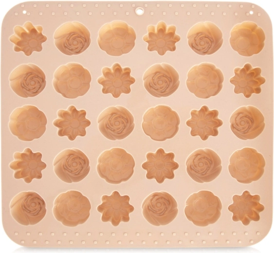 Silikonski kalup za kekse i praline cvjetovi 21,5 × 20 × 2 cm, bež