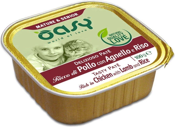 Oasy Tasty Pate Mature & Senior – pašteta za mačke s piletinom, janjetinom i rižom 100 g