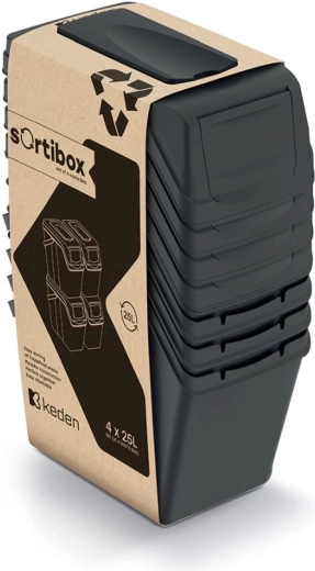 Set kanti za razvrstavanje SORTIBOX 4×25 l crna – Prosperplast