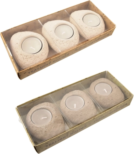 Set cementnih svijećnjaka sa svijećama, 3 kom