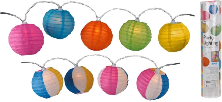 LED lanac lampiona 10 cm, 10 LED, šareni