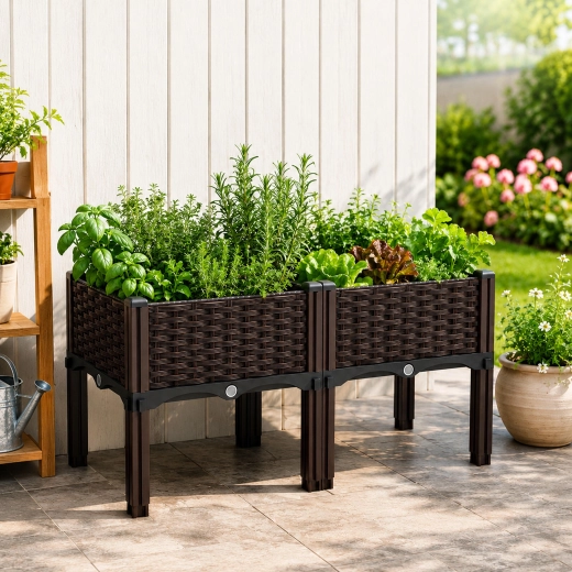 Povišena modularna vrtna žardinjera 80 × 40 × 38 cm, smeđa