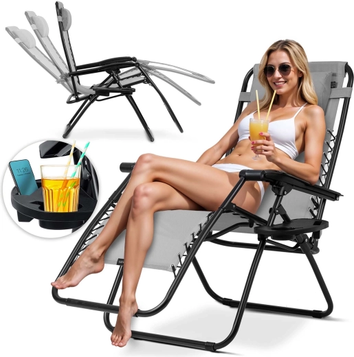 Sklopiva vrtna ležaljka s jastukom Sofotel ChillWell siva