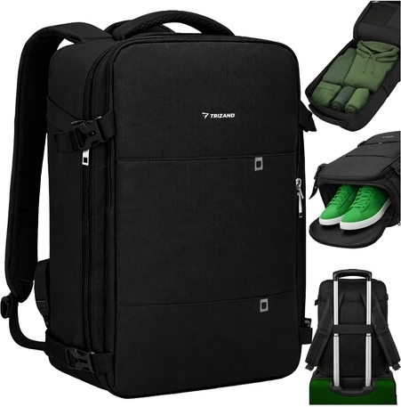 Turistički ruksak Trizand s USB priključkom, crni