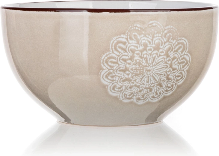 Keramička zdjelica SHAPE 14,3 cm – krem s čipkastim uzorkom